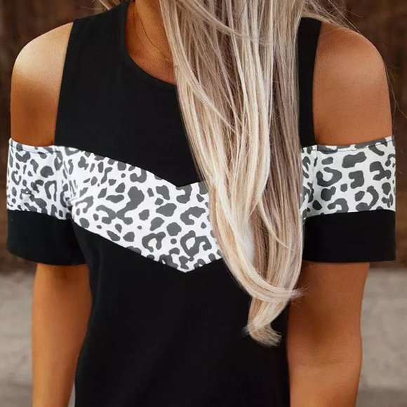 Tops - New Black Cold Shoulder Top